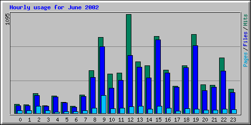 Hourly usage for June 2002
